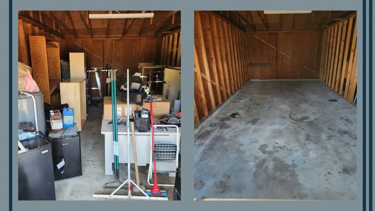 A cleared-out garage after a cleanout